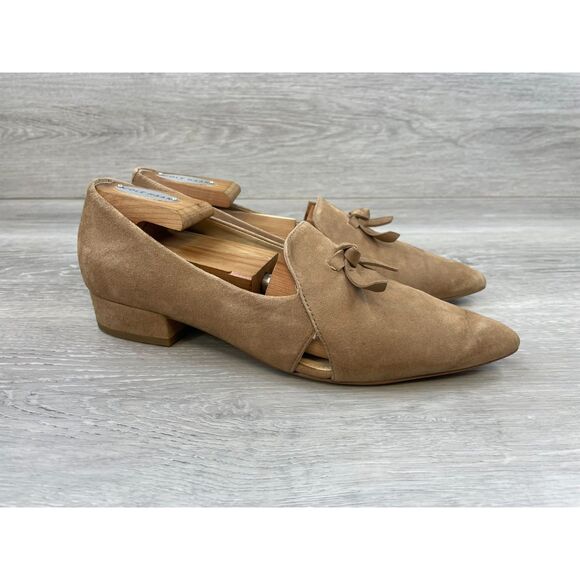 Cole Haan Viola Skimmer Women's Loafer Driving Heeled Suede 7 Tan Comfort Shoes - Picture 1 of 12